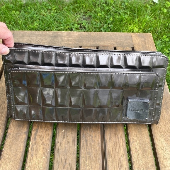 Calvin Klein Clutch Purse  Metallic Steel Grey - Picture 12 of 12